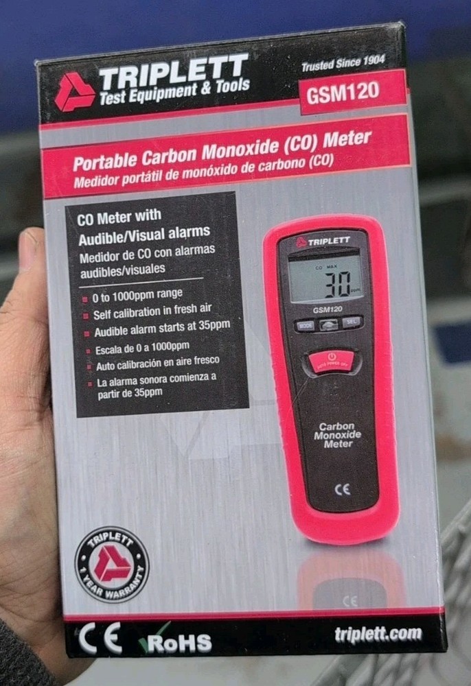 Triplett GSM120 Carbon Monoxide Meter LCD Display CO Sensor