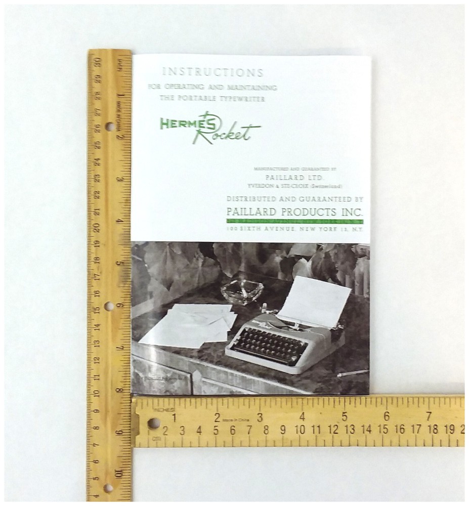 Hermes Rocket Typewriter (Black Key Model) Owner's User Instruction Manual