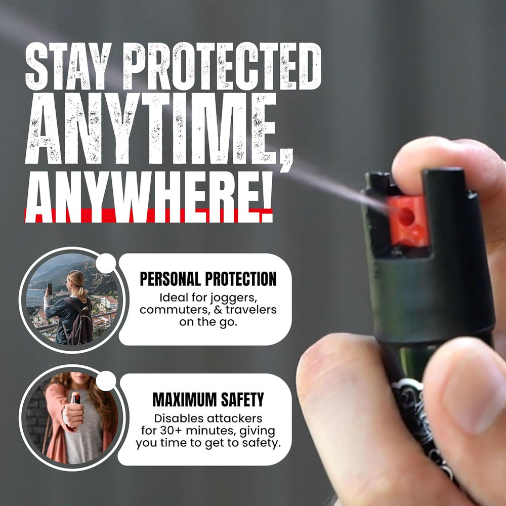 Compact Pepper Spray Self Defense- Tactical Maximum Heat Strength OC- Small Disc