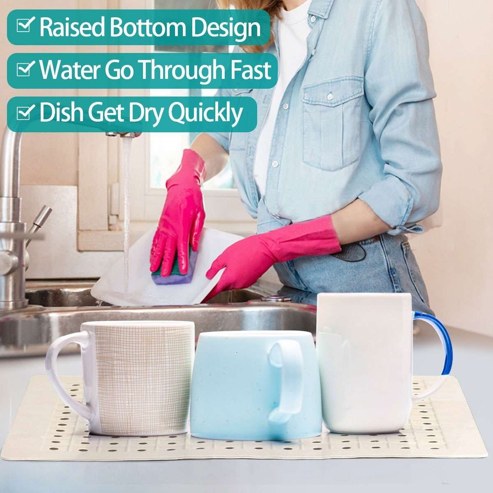 2 Pack Kitchen Sink Mat Drain Pad Protector 10" x 12" Non-Slip Rubber Durable US