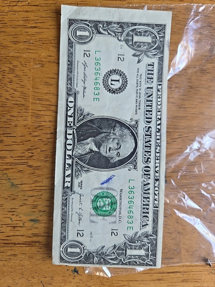 Misprinted Dollar Bill L 36364683 E