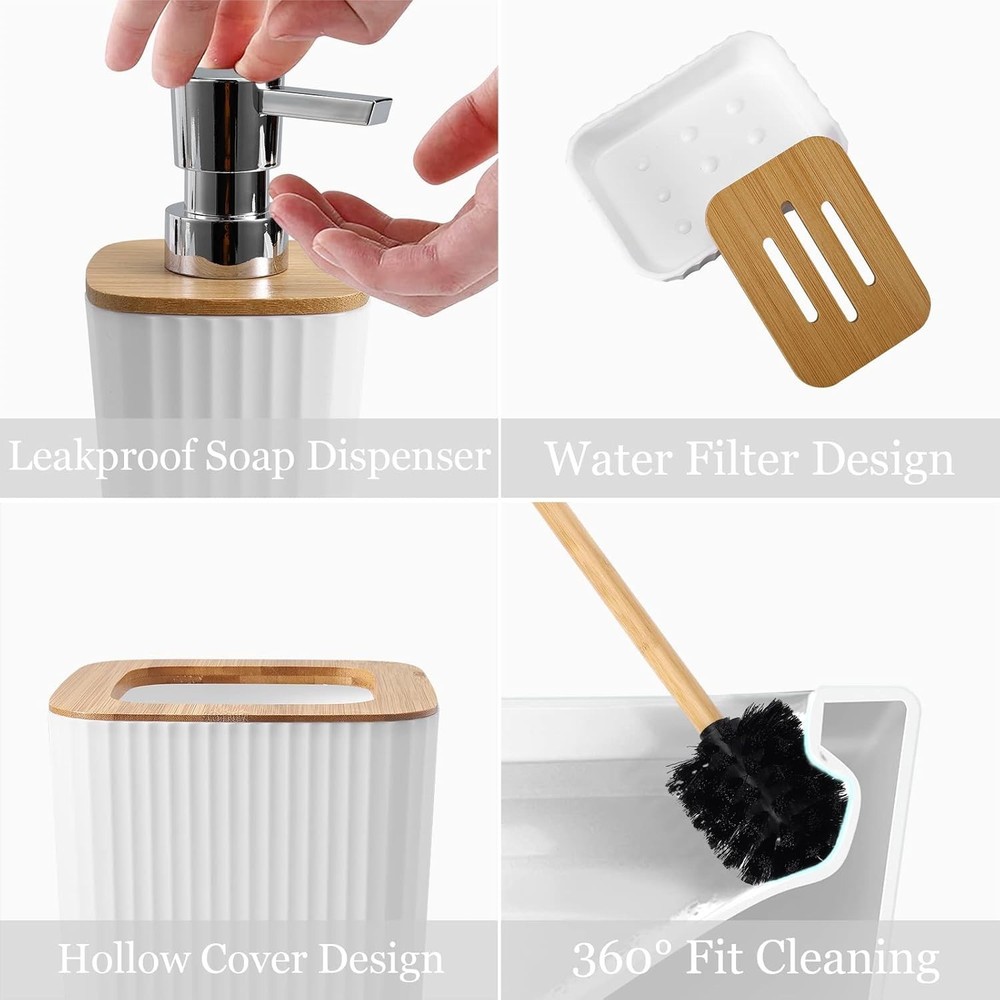 Bathroom Accessory Set 9-Piece White Bathroom Accessories Organizer