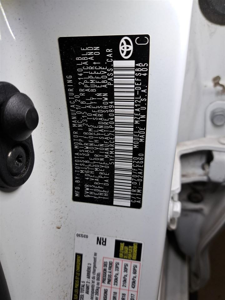 2020 Corolla Jack Sku#4408761