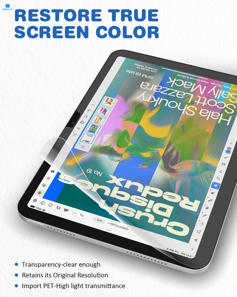 2 Pack Paper Screen Protector for 11th (A16)/10th Generation, Transparent