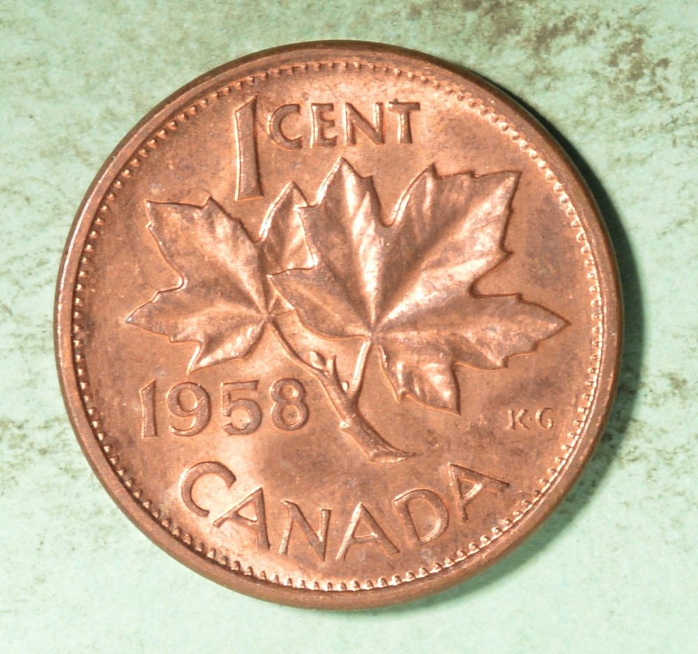 1958  1 Cent Canada 🇨🇦 Copper Penny - INV# X-215