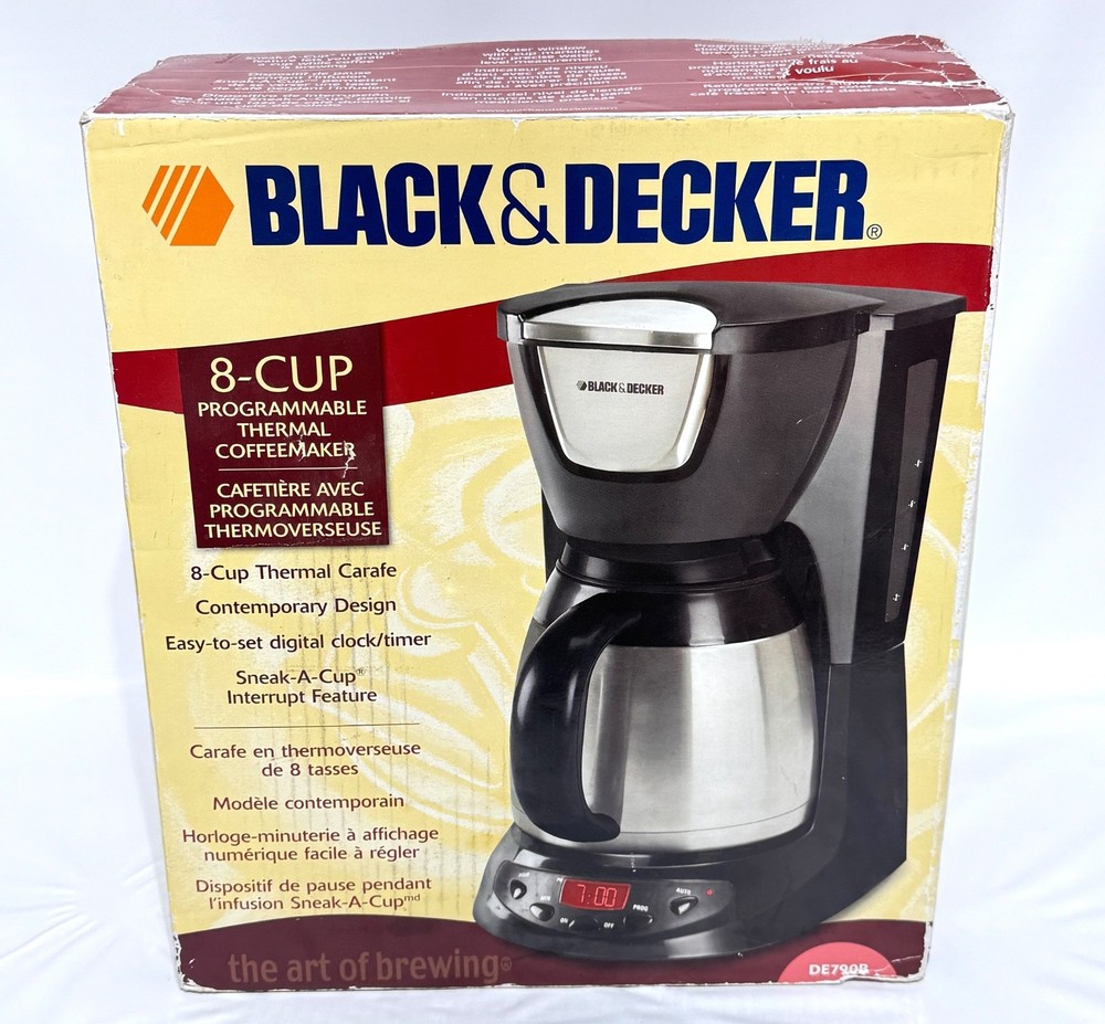 Black & Decker 8 Cup Programmable Thermal Carafe Coffee Maker Black & SS DE790B