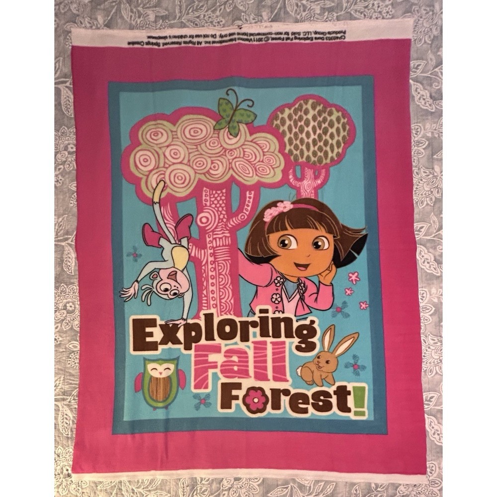 Dora The Explorer Dora & Boots Sewing Fabric Pink Panel 61"x 46" Blanket