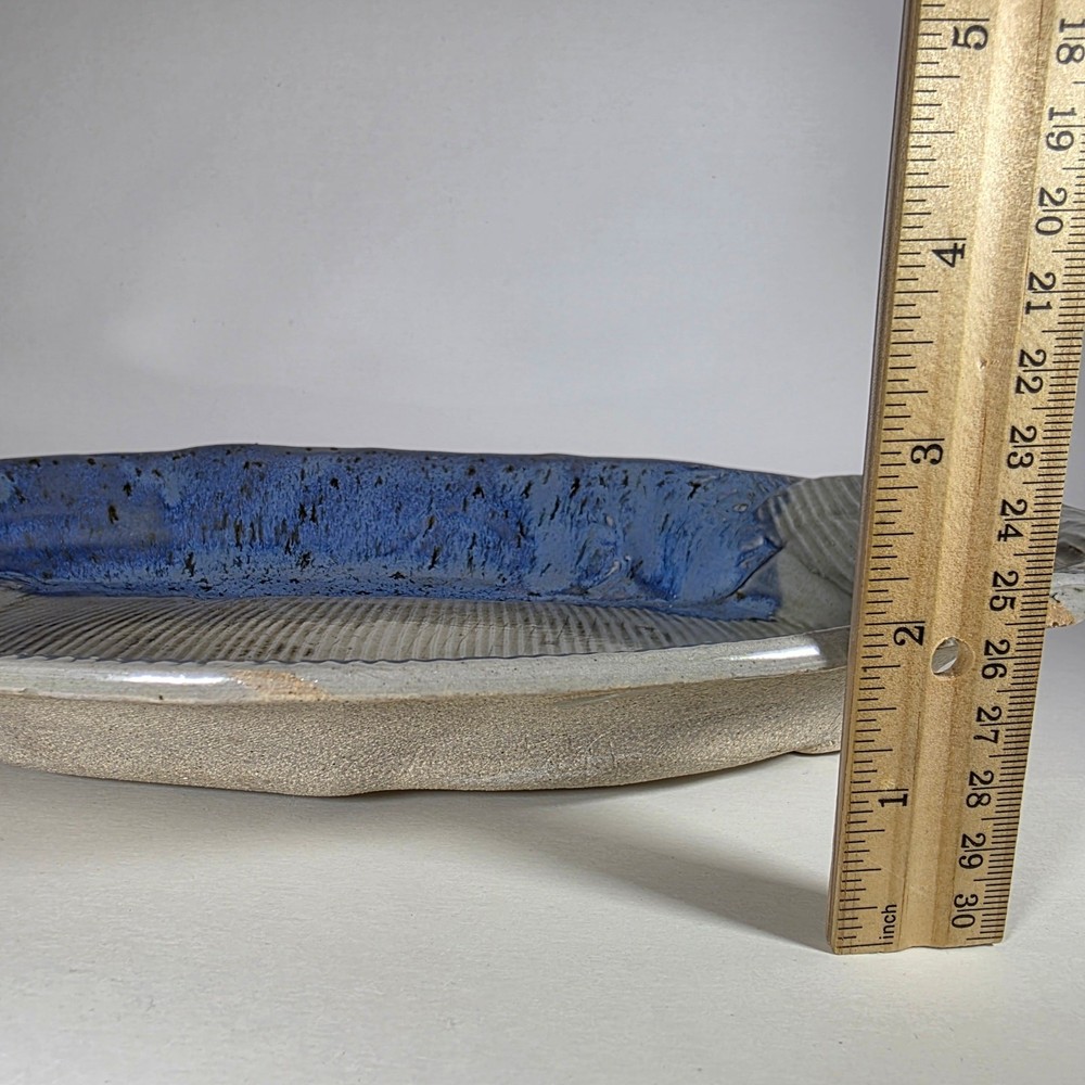 Signed Foley Studio Pottery Oval Platter 13.5" Handcrafted Stoneware
