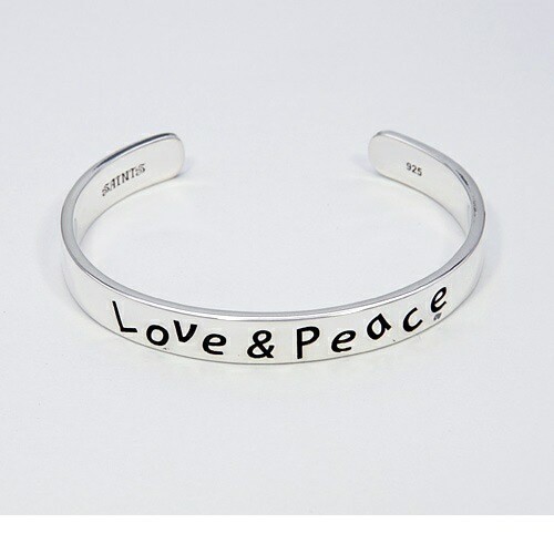 SAINTS Love & Peace Men's Sterling Silver 925 Bangle