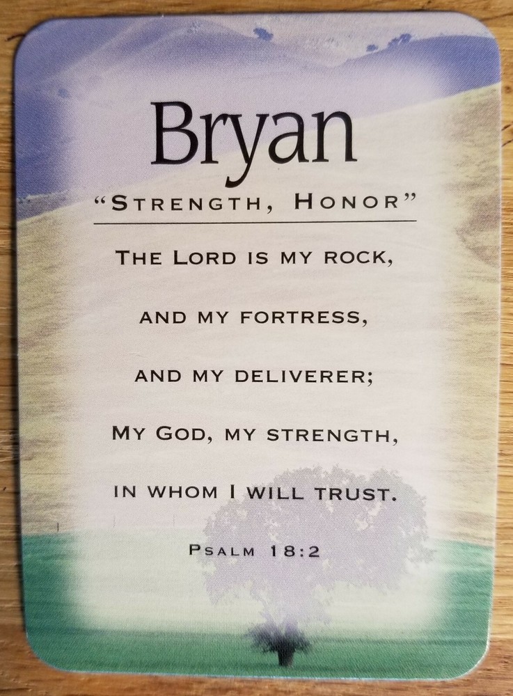 Bryan "Strength, Honor" Keepsake Name Card - Confirmation Birthday