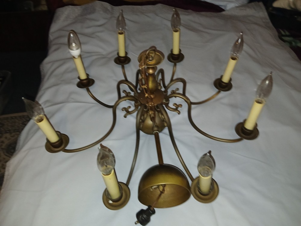 Antique Brass 8 Kight Candlestick Chandelier