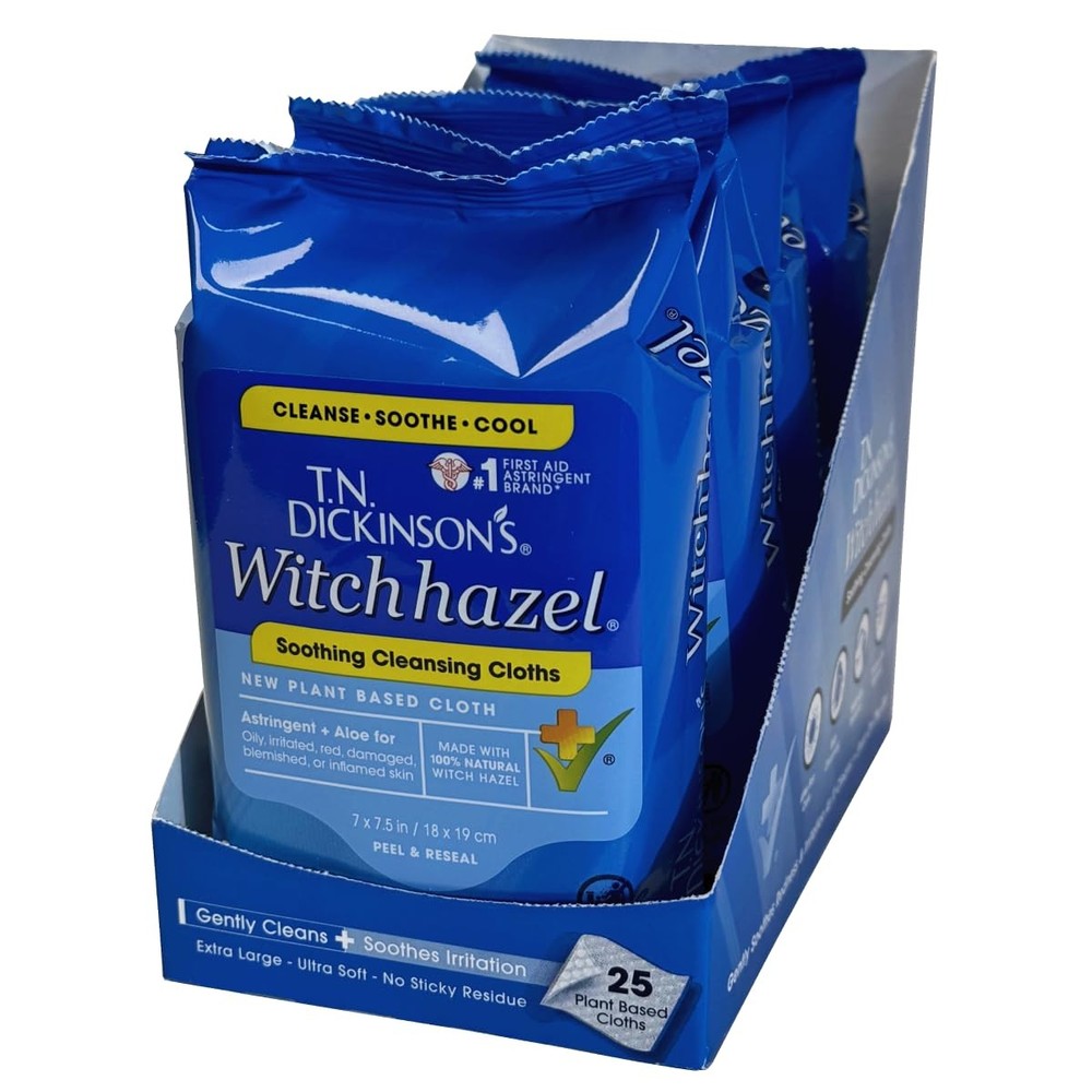 Witch Hazel Soothing MultiUse Cleansing Cloth, 4 Pack, 25 Cloths Per Pack,white