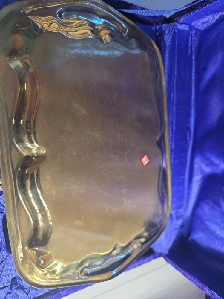Solid BRASS TEA SET W/Velvet Box, New Vintage!