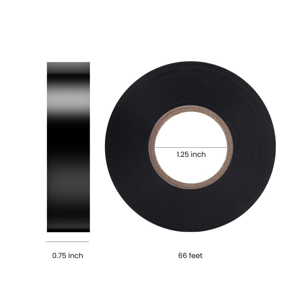 10 Pack Black Electrical Tape 3/4" x 66ft Waterproof High Temperature Resistance
