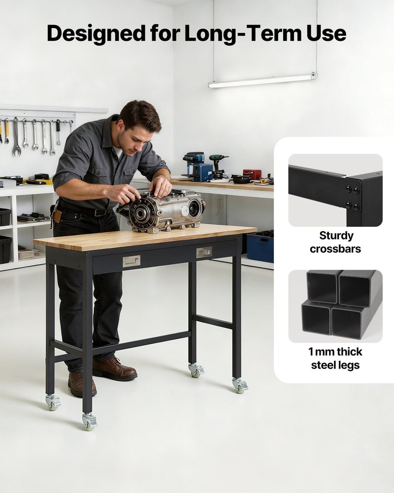 48-inch Workbench, 1500 lbs Load Capacity, Garage Workbench with Drawer Storage