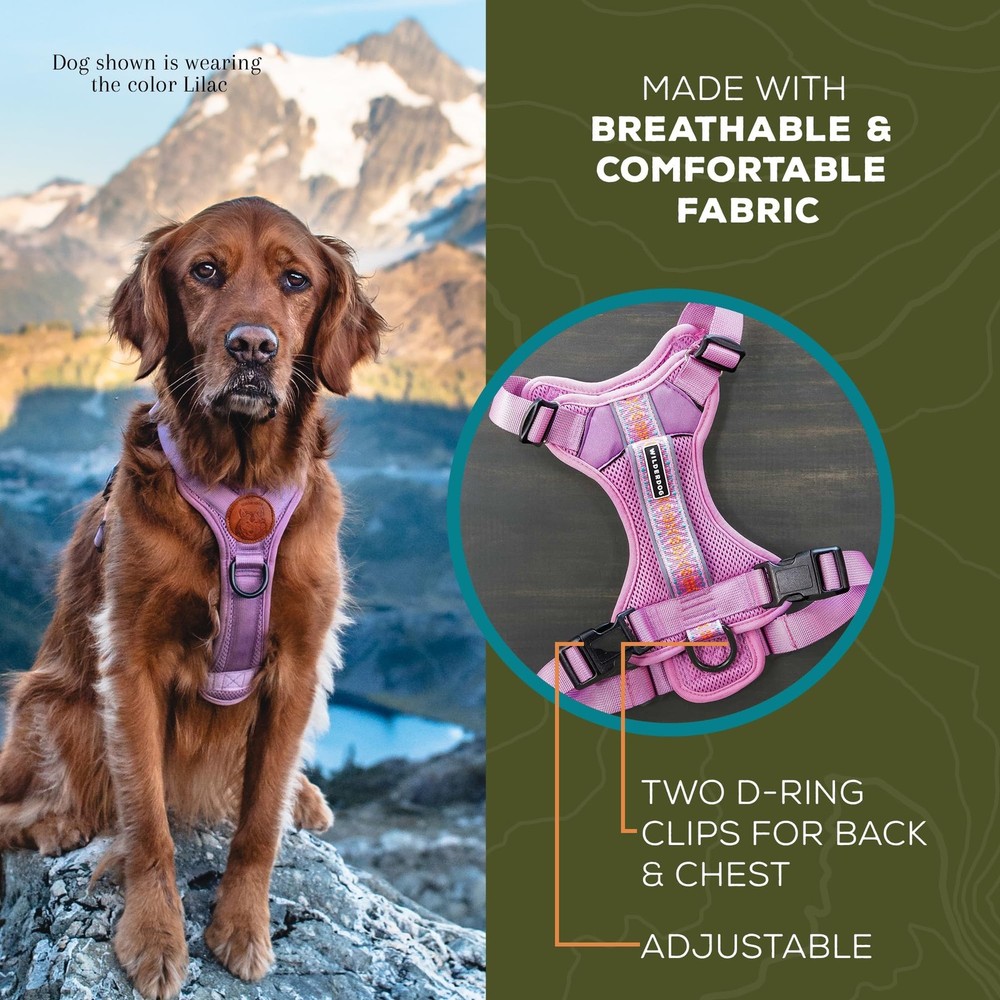 Lightweight Dog Harness with Reflective Straps - Large - Olive