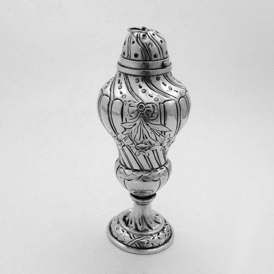 Antique Engraved Footed Salt Shaker German Sterling Silver