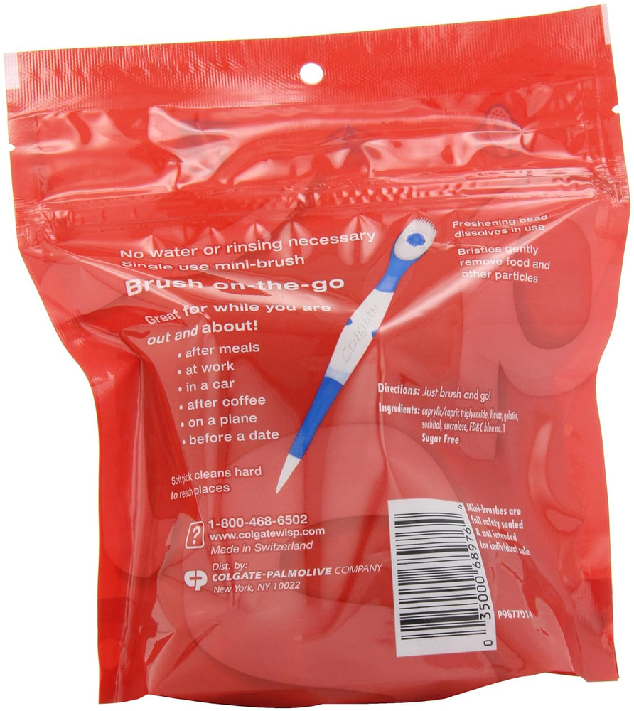 Wisp Mini-Brush with Freshening Bead, Peppermint, 16-Count
