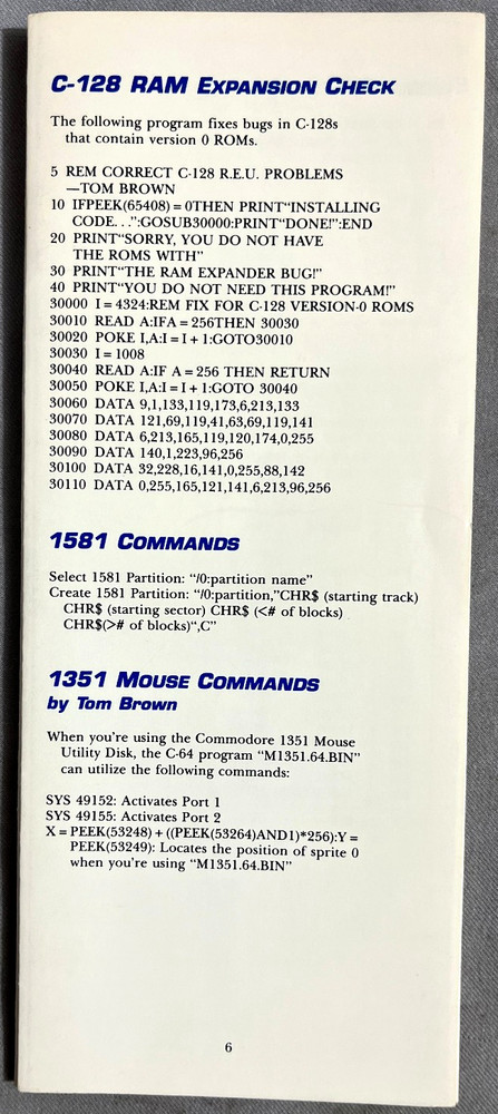 Clean! RUN Programmer's Reference Chart For the Commodore C-64 & C-128 1986