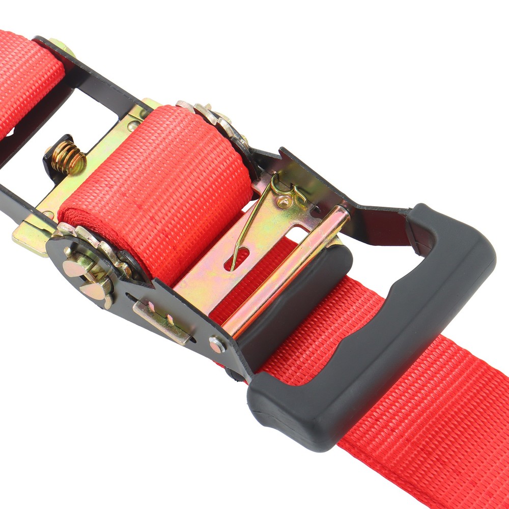 LABLT Secure Cargo E Track Wheel Chock System 8' Red Ratchet Tie Down Straps