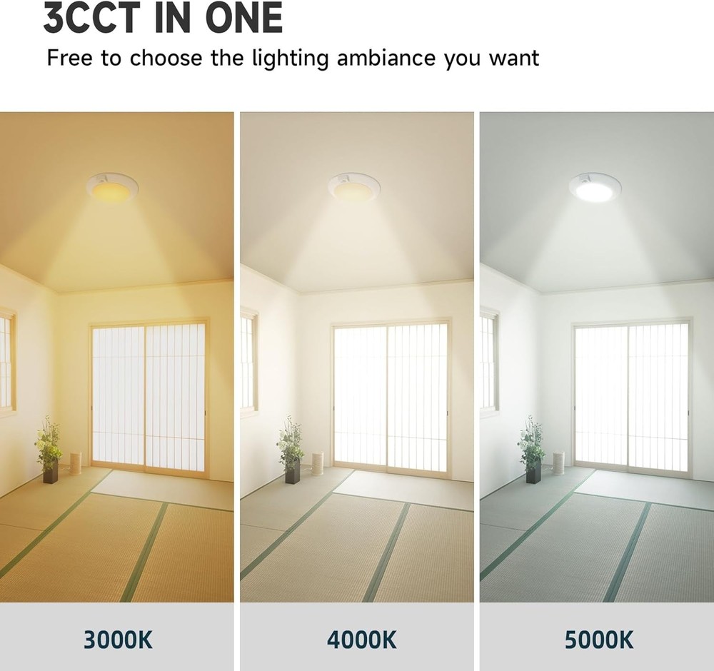 LED Motion Sensor Ceiling Light, 3000K/4000K/5000K Selectable LED Flush Mount...