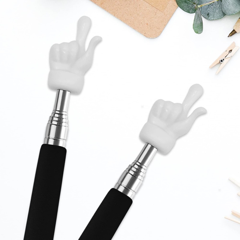 2Pcs Telescopic Teachers Pointer, Extendable Hand Pointer Finger Black