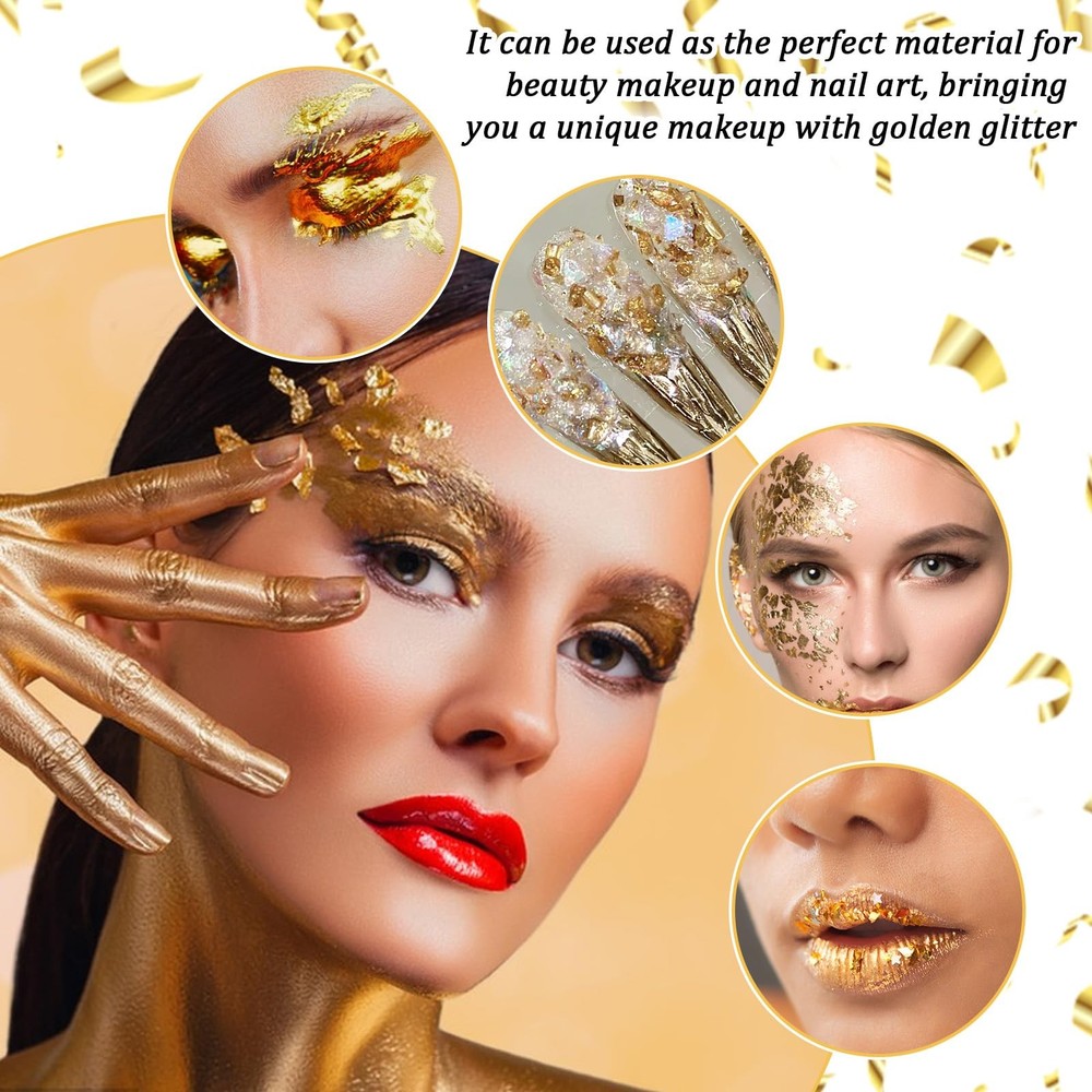 6Pcs Decorative Gold Leaf, Multifunction Flakes Cake Decoration Baking...