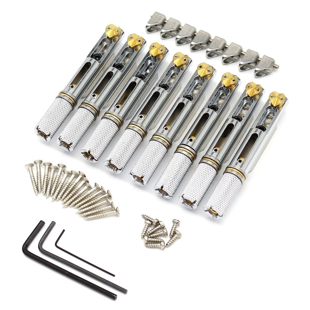 8 Strings Headless Guitar Bridge Saddle Single Bridge for Headless Guitar chrome