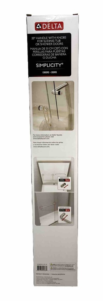Delta - SDBR011-PC-R - 20" Handle w/ Knobs For Shower Doors Chrome