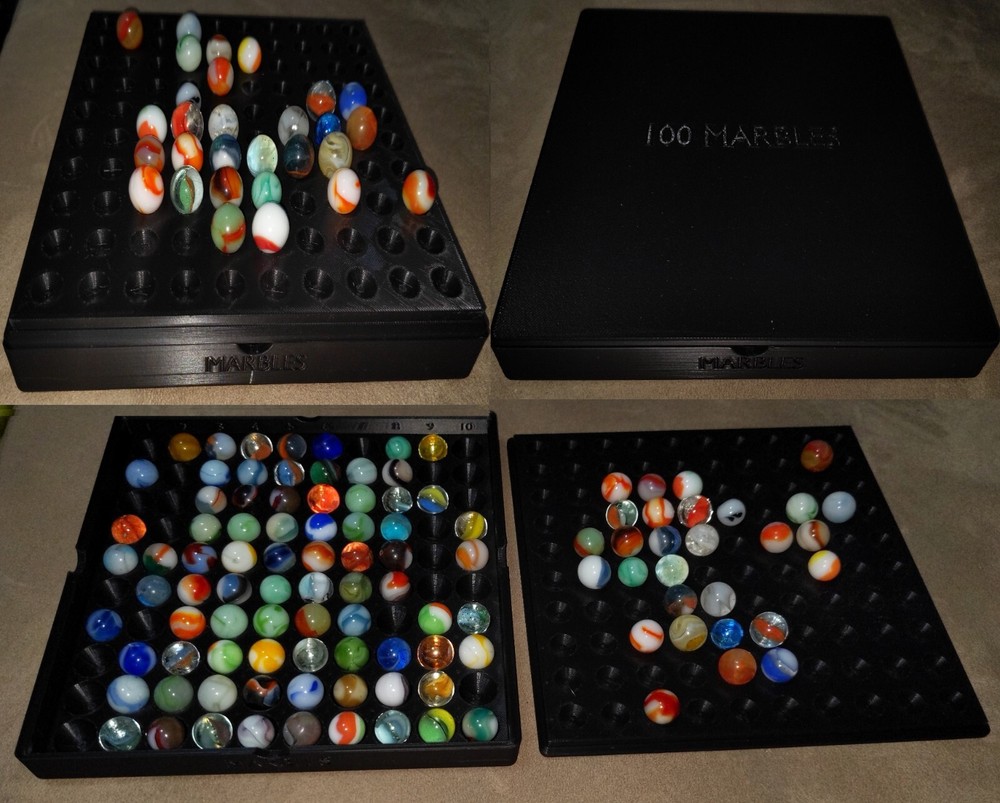NO MARBLES - Large Black 100x 20mm Marbles Display Storage Sorting Tray Case