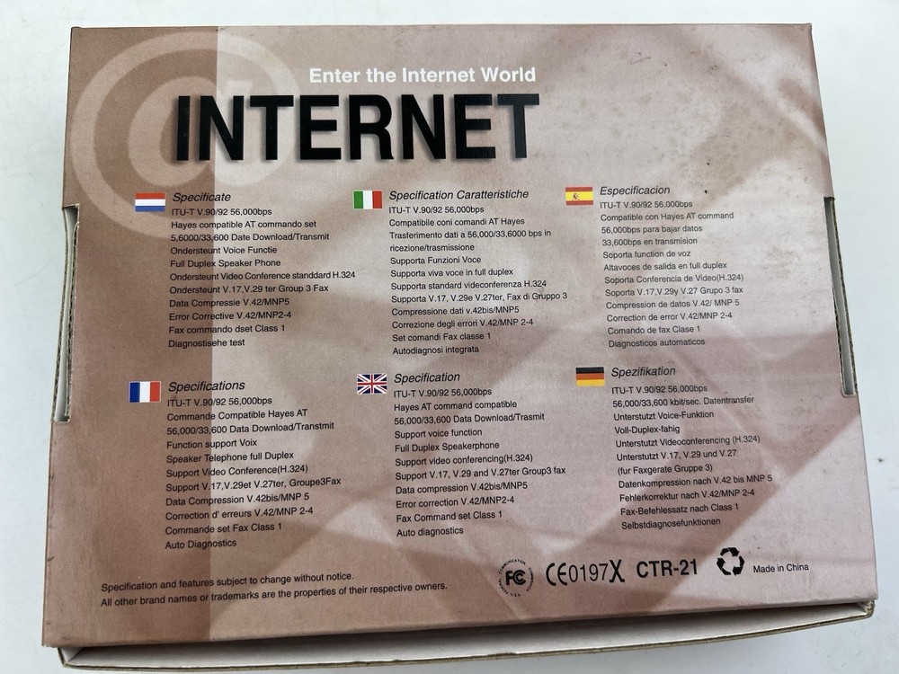 Intel Chipset Data/Fax Modem CTR21 56K V.92 H.234 Windows 95 98 NT 2000 ME XP