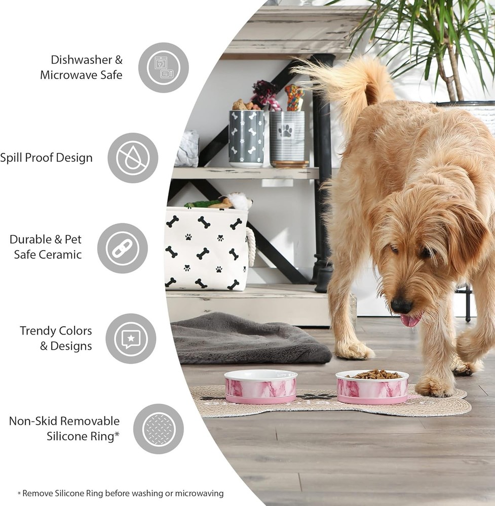 Bone Dry Hunter Green Ceramic Pet Collection, Small 2-Piece Set, 4.25X2