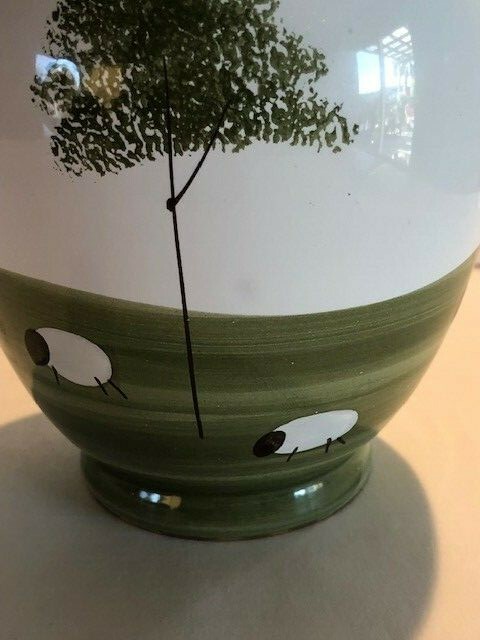 Trees and Sheep Red Pottery Pitcher