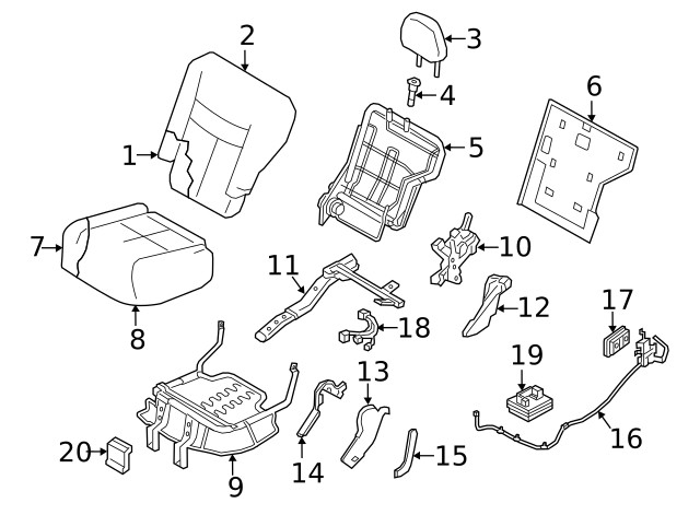 Genuine Nissan Headrest Outer 86430-9UH1A