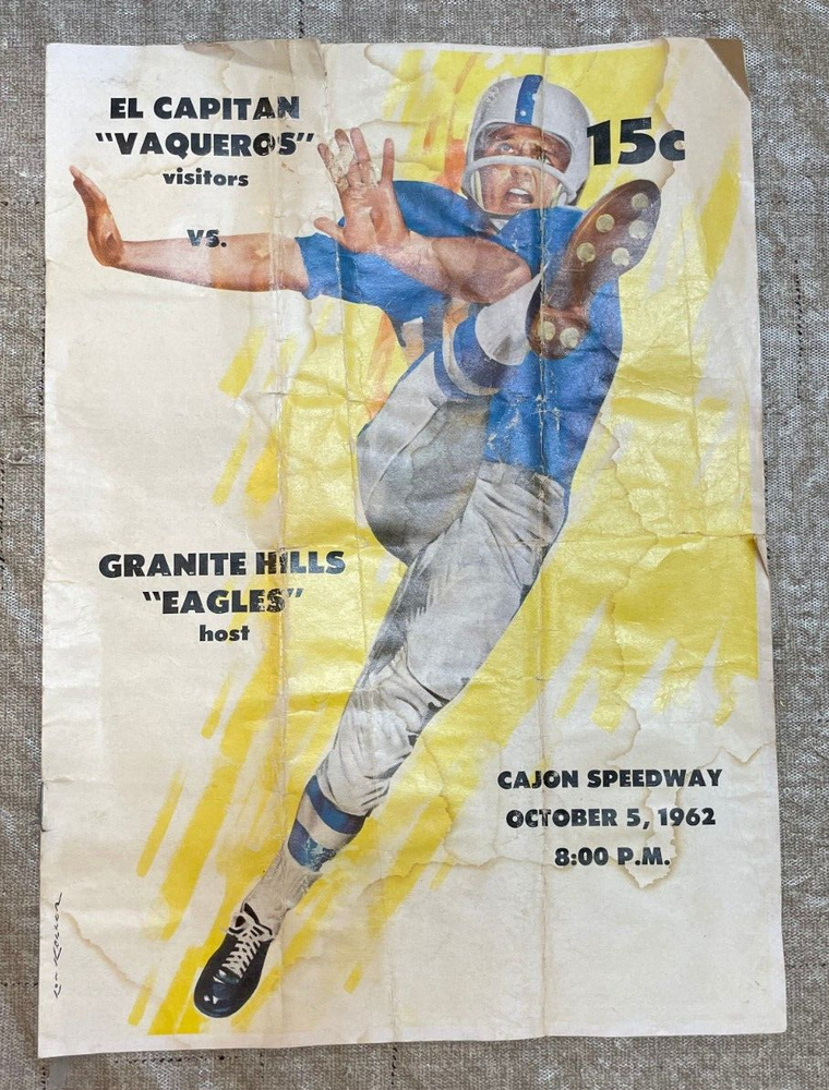 El Capitan Vaqueros VS Granite Hills Eagles High School Program 1962 Lakeside CA