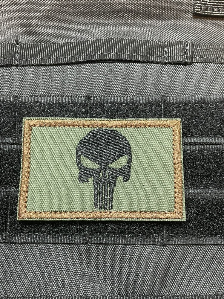 Punisher Skull Tactical Morale Patch Hook Loop Morale Badge Ranger Green