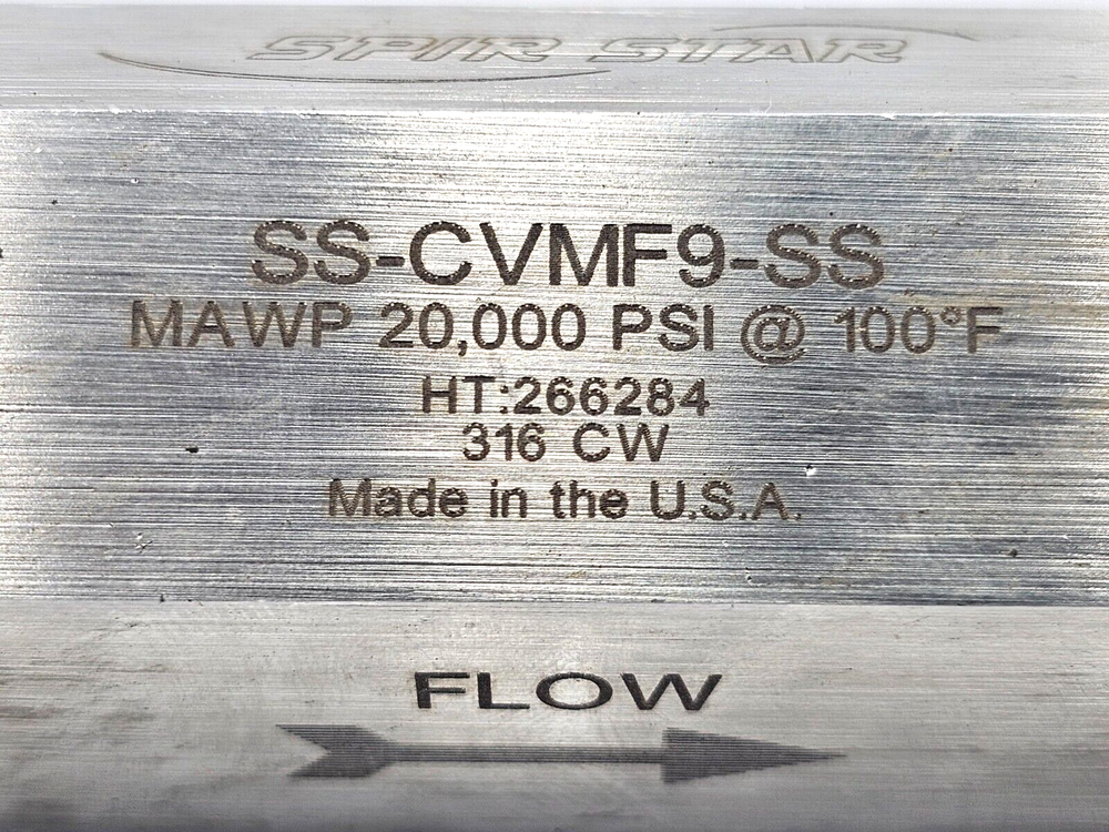 SS-CVMF9-SS CHECK VALVE SPIR STAR 20000PSI