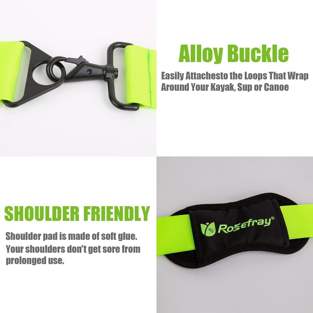 Rosefray Paddle Board/Kayak Carry Straps Neon Green