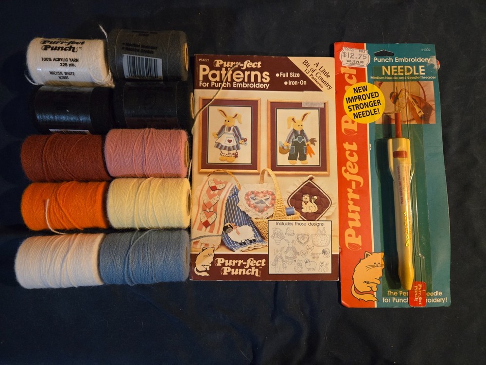 Punch Needle Embroidery Supplies -pattern, needle, thread