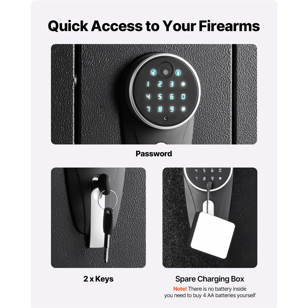 Uimoso Secure Gun Storage with Digital Lock & Adjustable Racks, Assembly Needed