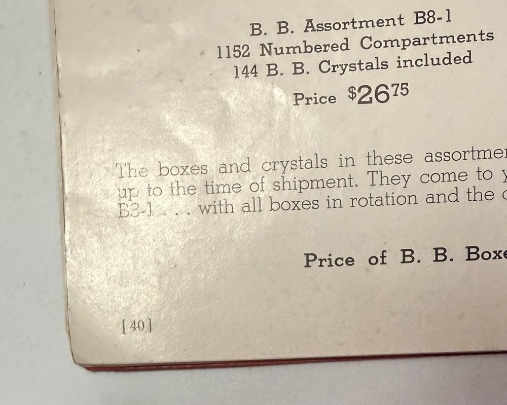 Vintage 1948 BB Watch Crystal Catalog Reference Guide Excellent Condition