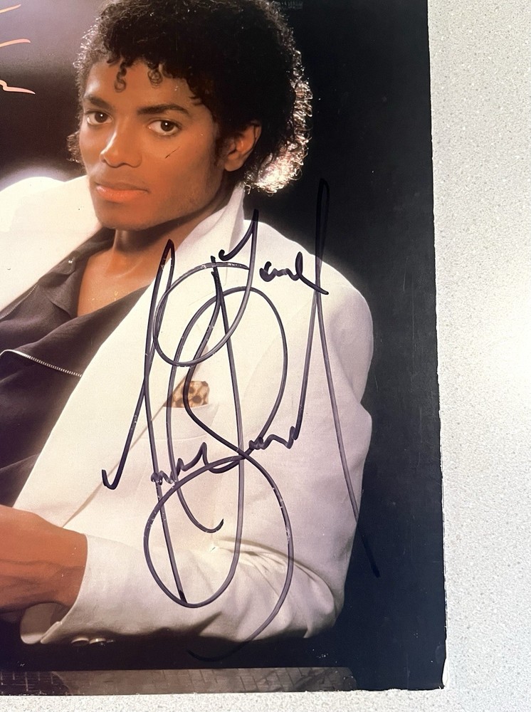 MICHAEL JACKSON signed THRILLER Album DOUBLE SIGNATURES w/ Inscript - JSA Letter