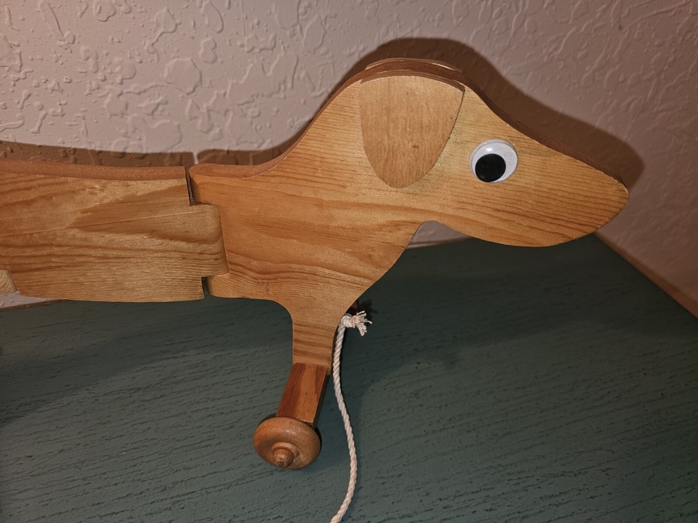 Vintage Daschund Wooden Pull Toy