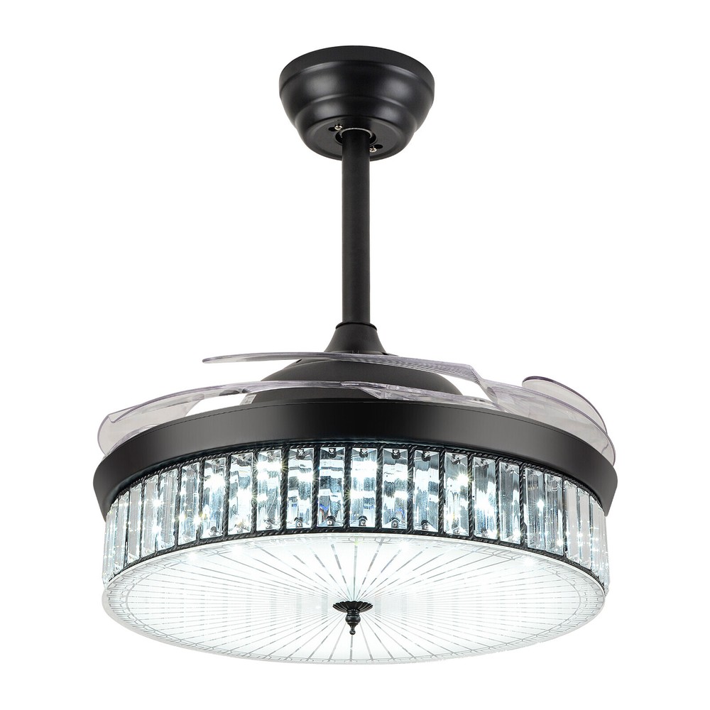 42 Inch Retractable LED Ceiling Fan Light with Remote Control and Timer