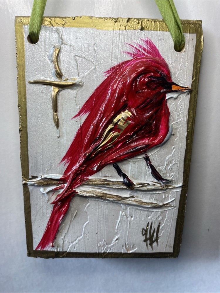 Cardinal Hand Painted Wall Hanging Artist Signed Debra Hewitt