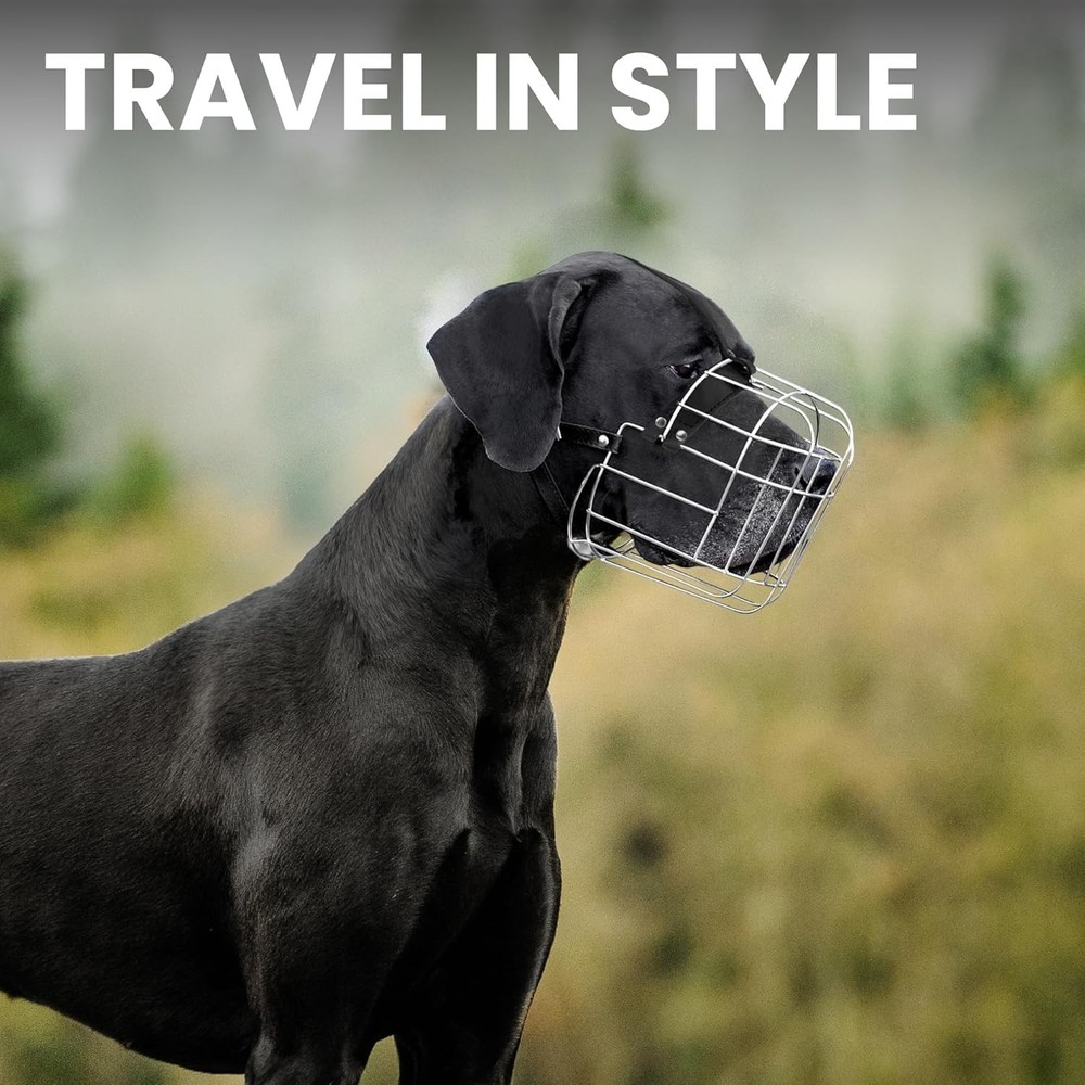Adjustable Metal Wire Basket Muzzle for Large Dogs