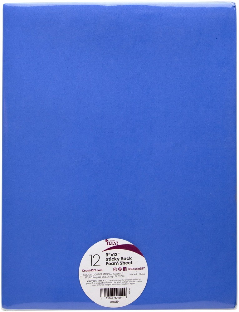 CousinDIY Sticky Back Foam Sheets 9"X12" 12/Pkg-Basic Colors - 3 Pack