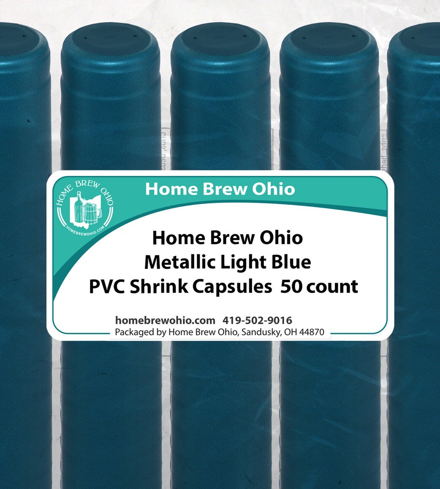 Metallic Light Blue PVC Shrink Capsules 50 Count