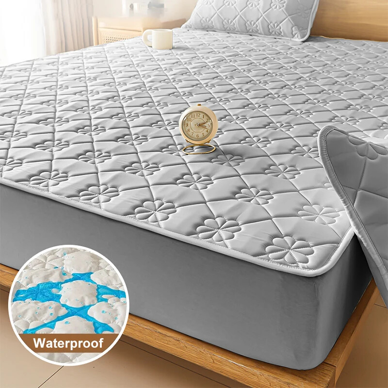 Waterproof Elastic Mattress Cover Bed Sheets Pad Protector Bed Cover Soft Solid