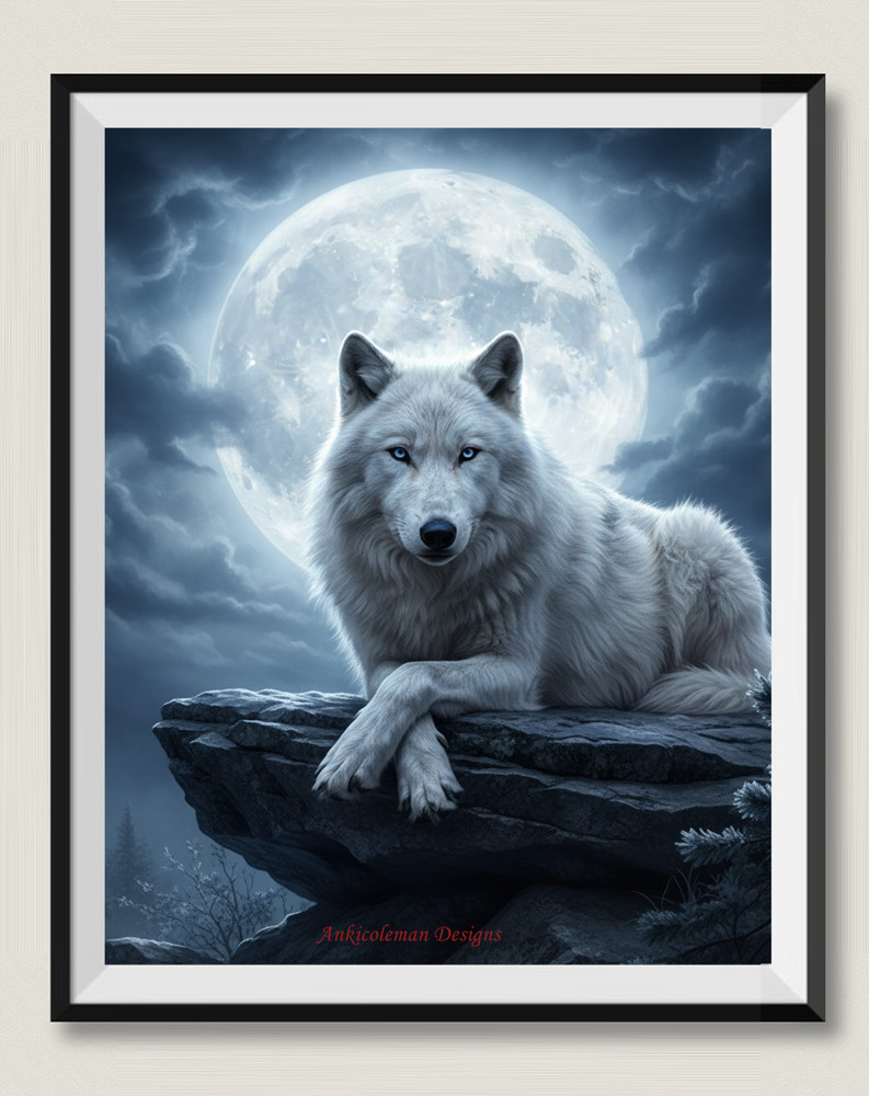 Night Wolf 5 - DIY Chart Counted Cross Stitch Patterns Needlework DMC Color